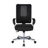 Silla de oficina profesional HJH SITNESS WORK negra con respaldo de malla, reposabrazos y base de cinco ruedas de Topstar – vista de 360° (vista frontal 0°)