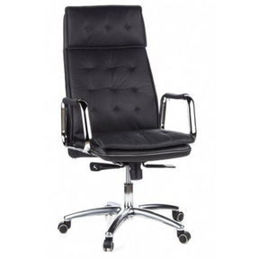 Schwarzer Profi-Chefsessel VILLA 20 mit gestepptem Bezug und verchromten Armlehnen von hjh OFFICE