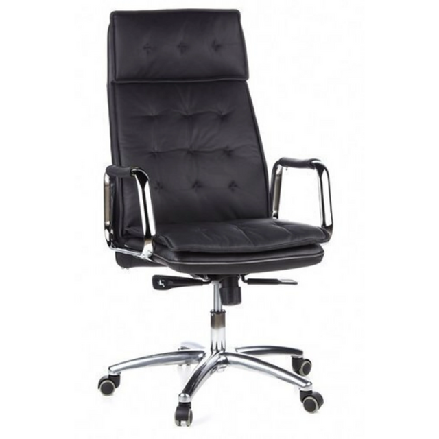 Schwarzer Profi-Chefsessel VILLA 20 mit gestepptem Bezug und verchromten Armlehnen von hjh OFFICE