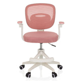 Silla giratoria para niños KIDDY SMART rosa con respaldo de malla y base de cinco ruedas de hjh OFFICE – vista de 360° (vista frontal 0°)