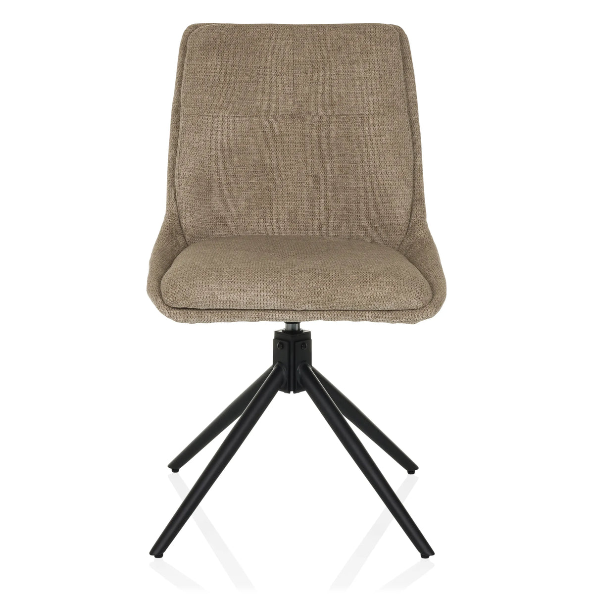 Silla tapizada beige TARVISO I con base de cuatro estrellas en negro de hjh LIVING – vista de 360° (vista frontal 0°)