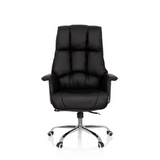 Sillón de oficina profesional COMMANDER negro con tapicería acolchada y base de cinco ruedas de hjh OFFICE – vista de 360° (vista frontal 0°)