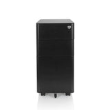 Archivador rodante COLOR I negro de metal con tres cajones y cuatro ruedas de hjh OFFICE – vista de 360° (vista frontal 0°)