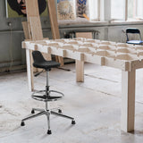 taburete giratorio TOP WORK 03 I negro con base cromada y resorte de gas de hjh OFFICE