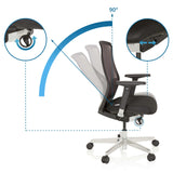 Respaldo ajustable con un ángulo de inclinación de 90 grados de la Silla alta gama FOUNTAINE de hjh OFFICE