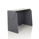Separador de mesa gris FLEXMIUT FOLD con dos salidas de cable horizontales de hjh OFFICE – vista de 360° (vista frontal en diagonal 45°)