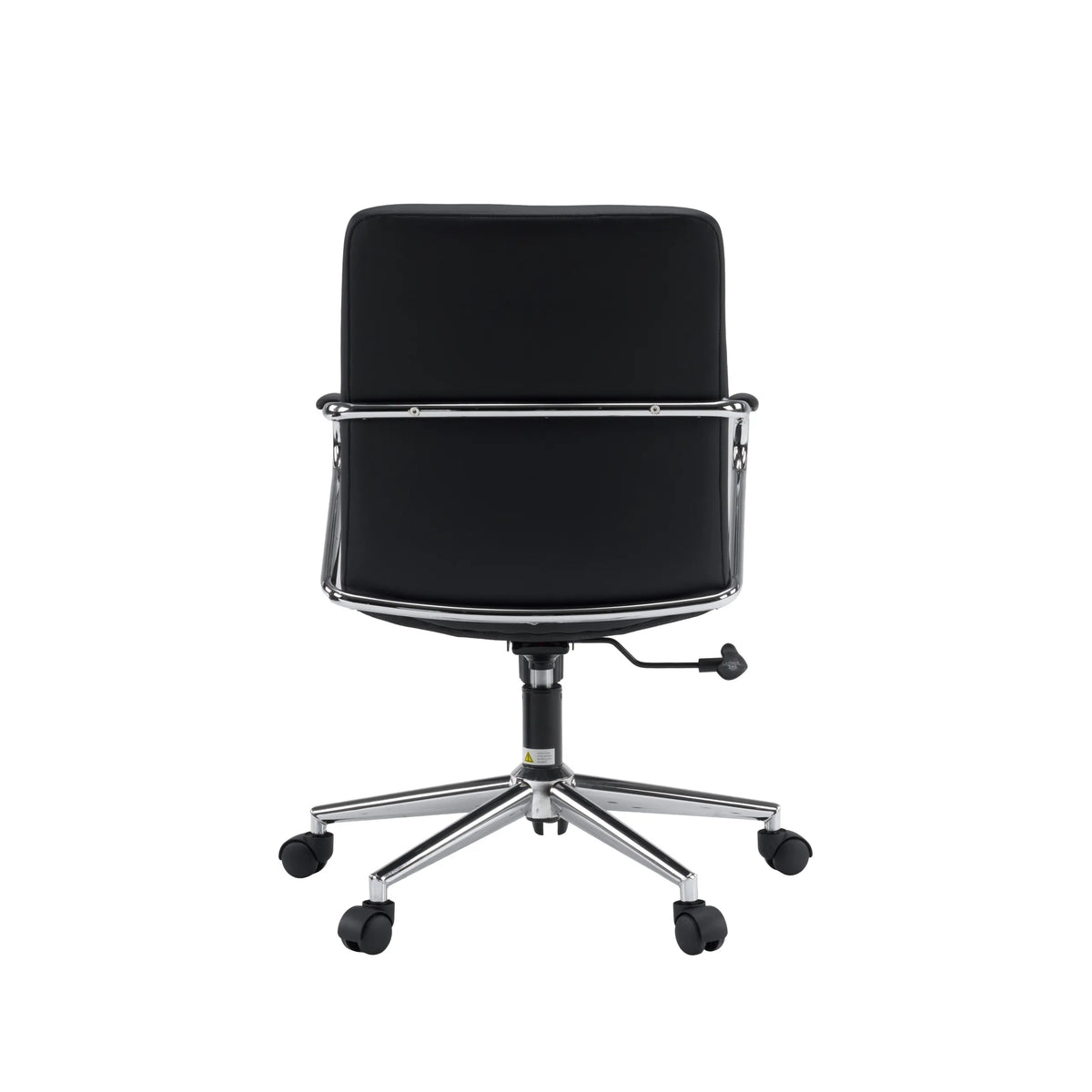 Vista posterior de la Silla Home Office Rovento en color negro con estructura cromada de hjh OFFICE