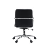 Vista posterior de la Silla Home Office Rovento en color negro con estructura cromada de hjh OFFICE