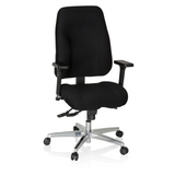 Silla de oficina profesional ZENIT COMFORT negra con reposabrazos y base de cinco ruedas de hjh OFFICE – vista de 360° (vista frontal 20°)
