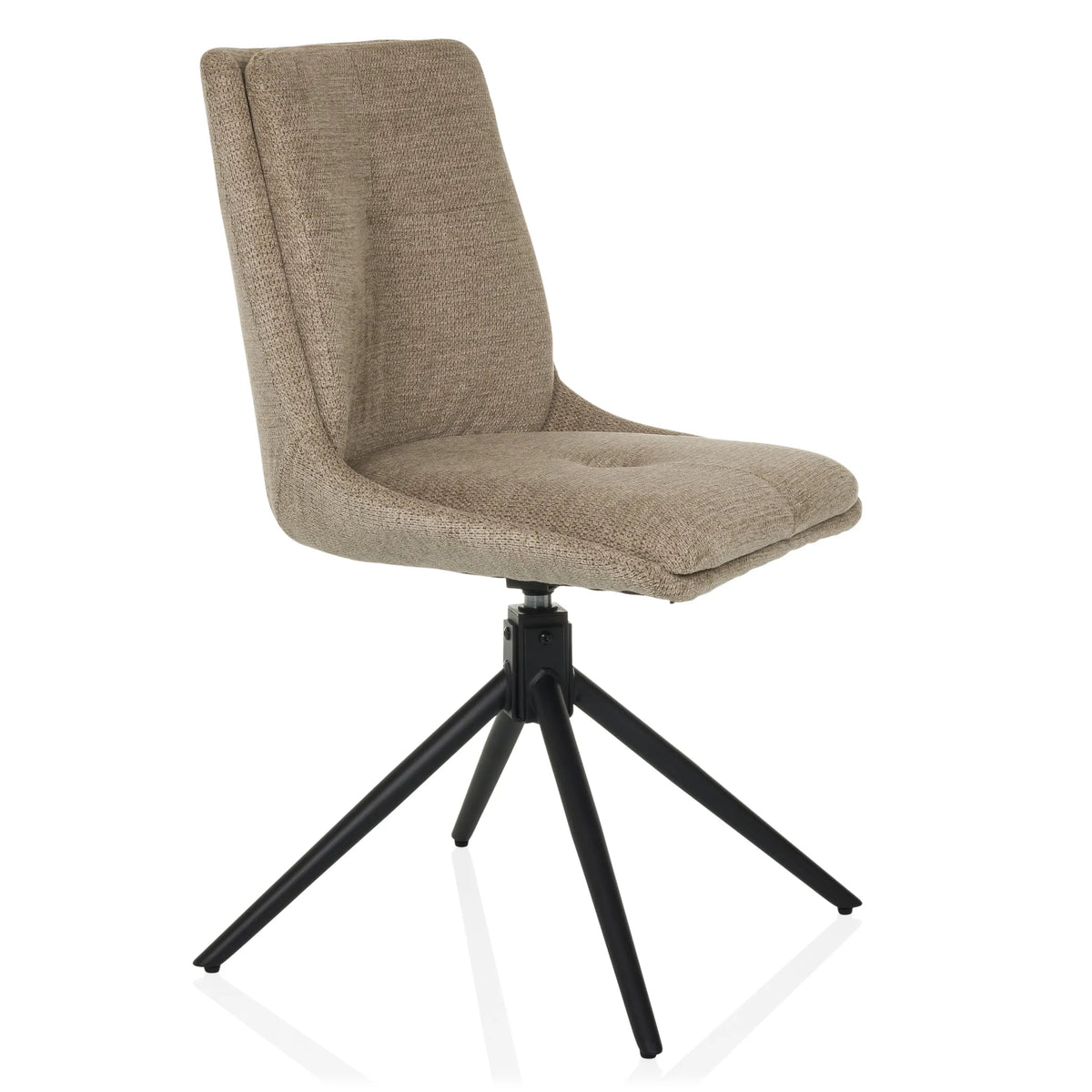 Silla tapizada beige TARVISO I con base de cuatro estrellas en negro de hjh LIVING – vista de 360° (vista frontal en diagonal 45°)