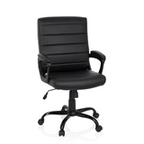 Sillón de oficina Home Office ERGOSMOOTH BIG negro con tapicería acolchada y base de cinco ruedas de hjh OFFICE – vista de 360° (vista frontal 20°)