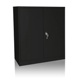 Schwarzer Aktenschrank COLOR AS 105 mit zwei Türen und einem silberfarbenen Griff von hjh OFFICE – 360-Grad-Ansicht (Frontansicht 15°)