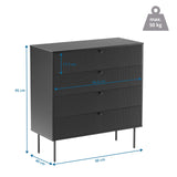 Maßzeichnung der Kommode KARBY K mit 90 × 95 cm und einer Traglast von 50 kg von hjh LIVING