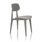 Silla de exterior gris ARTIFO HOL con respaldo y asiento perforados de hjh OFFICE – vista de 360° (vista frontal en diagonal 60°)