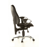 Silla de oficina profesional SITNESS 10 negra con reposabrazos y base de cinco ruedas de Topstar – vista de 360° (vista lateral 100°)