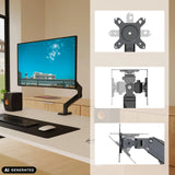 Soporte de monitor Ergomount GF1 con placa adaptadora VESA y mecanismos articulados de hjh OFFICE (imagen generada por IA)