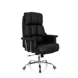 Sillón de oficina profesional COMMANDER negro con tapicería acolchada y base de cinco ruedas de hjh OFFICE – vista de 360° (vista frontal en diagonal 40°)