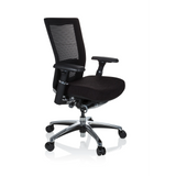 Silla alta gama NOVA PRO ALU negra con respaldo de malla y base de cinco ruedas de hjh OFFICE – vista de 360° (vista frontal en diagonal 60°)