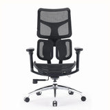 Silla de oficina profesional S100-M301 negra con respaldo de malla y base cromada de Sihoo