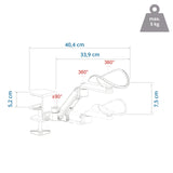Dibujo técnico del Apoyabrazos RELEX RT1 con una longitud de 40,4 cm y una capacidad de carga de 5 kg de hjh OFFICE