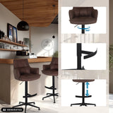 Taburete de bar SOLAO LIFE HIGH marrón con elevador de gas, reposapiés y función giratoria de 360 grados de hjh LIVING (imagen generada por IA)