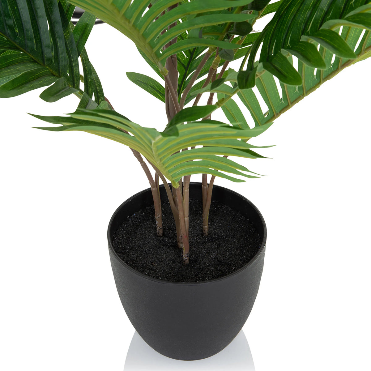 Maceta negra con hojas verdes de la Planta artificial ARECA de hjh OFFICE