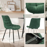 Silla de comedor ELARIS en color petróleo con tapicería acolchada y patas negras, incluyendo vistas detalladas de hjh LIVING