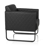 Sillón tapizada negro ARUBA BLACK con costuras de diamante y base de patín de hjh OFFICE – vista de 360° (vista lateral 80°)