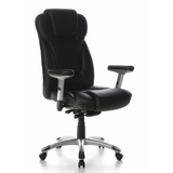 Sillón de oficina profesional EMBASSY 200 negro con reposabrazos y base de cinco ruedas de hjh OFFICE – vista de 360° (vista frontal en diagonal 40°)
