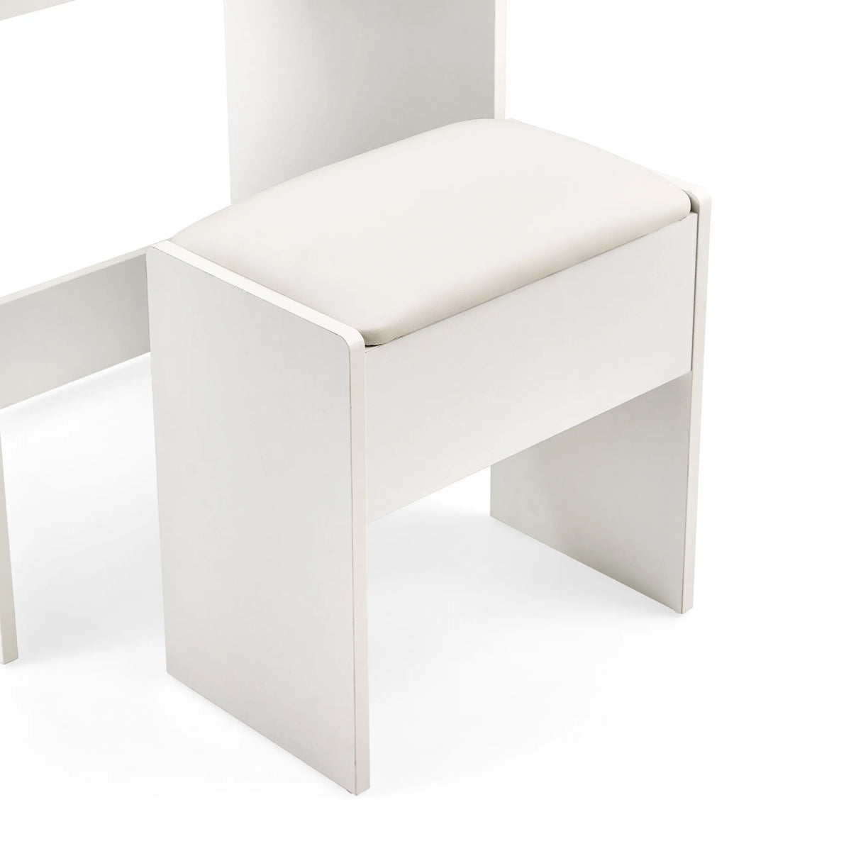 Taburete blanco con asiento acolchado del Espejo de Maquillaje Glamdesk de hjh LIVING