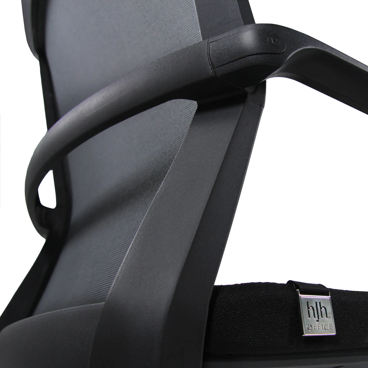 Reposabrazos y respaldo negros de la Silla de oficina profesional MOVE-TEC NET 3D de hjh OFFICE