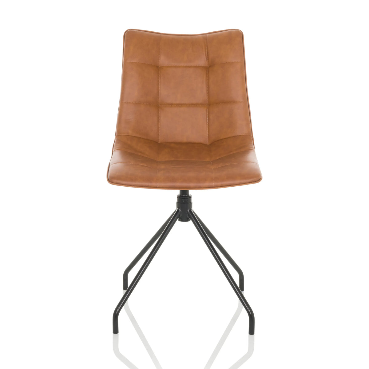 Silla tapizada marrón TARVISO PU con costuras y estructura de cuatro patas de hjh OFFICE – vista de 360° (vista frontal 0°)