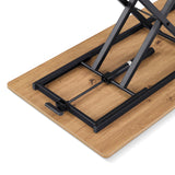 Estructura con marco de metal negro y tablero de madera de roble de la mesa Worktime Lift de hjh OFFICE