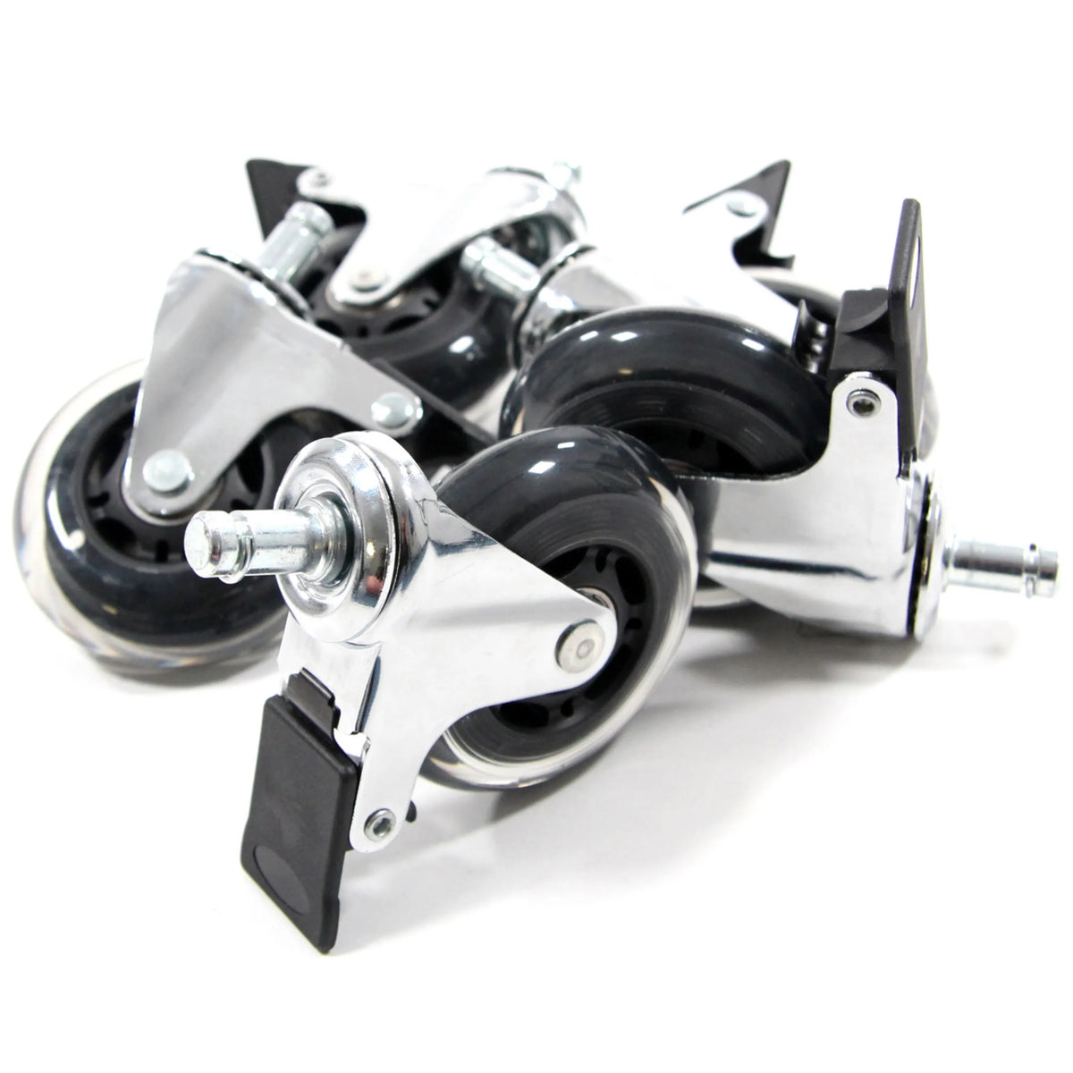 Ruedas para sillas 5x ROLO SKATE CT 11mm/75mm con frenos de bloqueo en color plata para suelos duros de hjh OFFICE