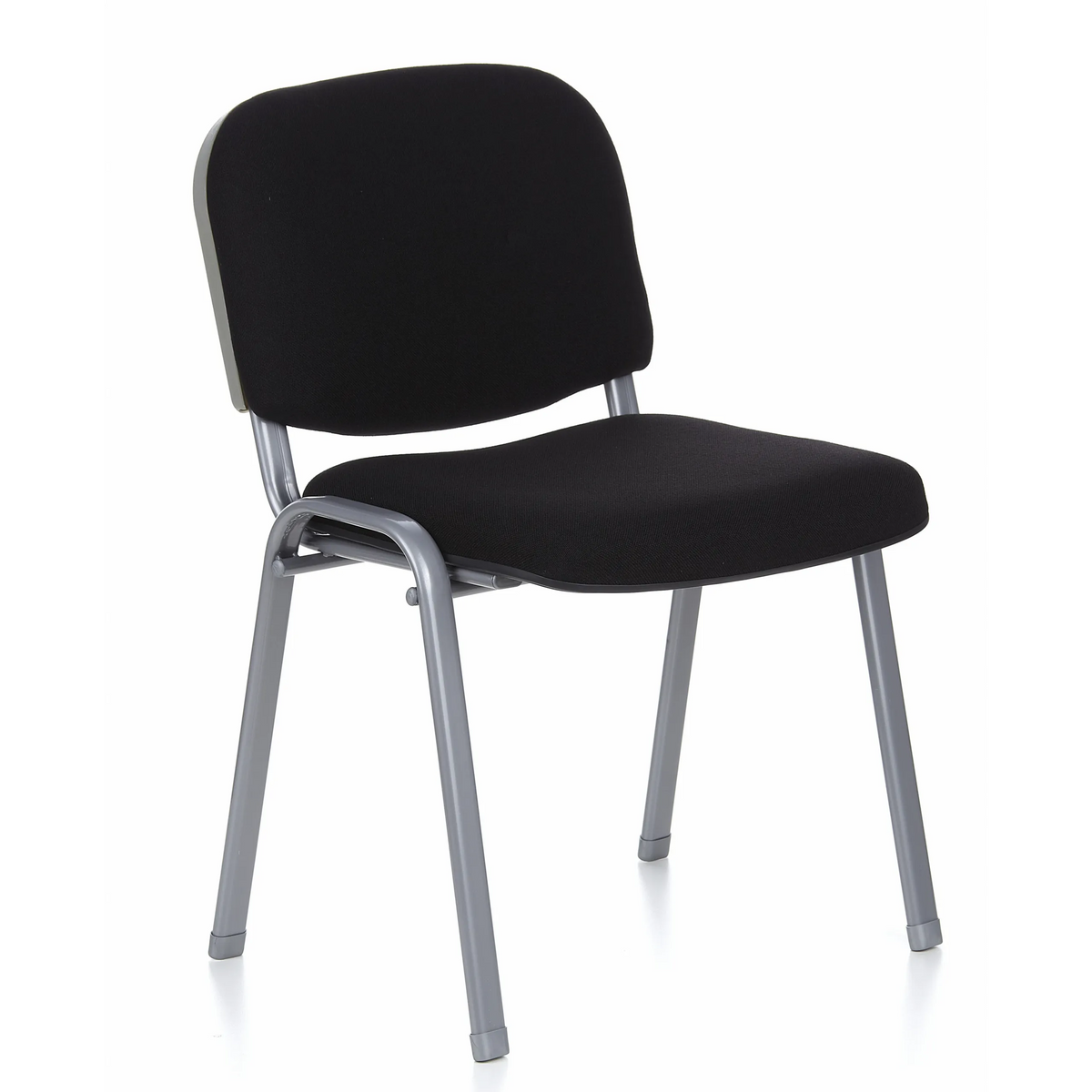 Silla de cuatro patas XT 600 S negra con estructura plateada de hjh OFFICE – vista de 360° (vista frontal en diagonal 40°)