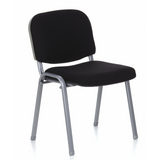 Silla de cuatro patas XT 600 S negra con estructura plateada de hjh OFFICE – vista de 360° (vista frontal en diagonal 40°)