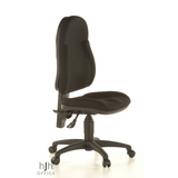Silla Home Office WELLPOINT 10 negra con base de estrella y cinco ruedas de Topstar – vista de 360° (vista frontal en diagonal 60°)