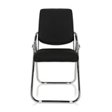 Silla plegable ESTO negra con funda de tela y estructura cromada de hjh OFFICE – vista de 360° (vista frontal 0°)