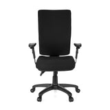 Silla de oficina profesional ZENIT HIGH negra con reposabrazos y base de cinco ruedas de hjh OFFICE – vista de 360° (vista frontal 0°)