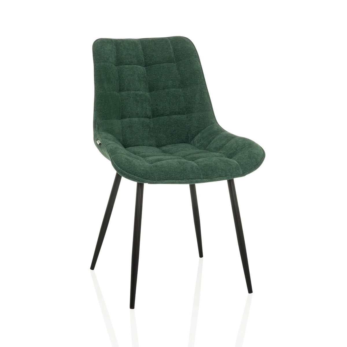 Silla de comedor ELARIS color petróleo con tapizado acolchado y patas negras de hjh LIVING – vista de 360° (vista frontal 15°)