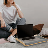 Soporte para portátil COMFILAP gris con cojín de madera integrado de hjh OFFICE