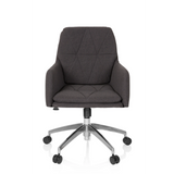 Silla Home Office SHAKE 350 en gris oscuro con patrón acolchado y base de cinco ruedas de hjh OFFICE – vista de 360° (vista frontal 0°)