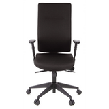 Silla de oficina profesional PRO-TEC 300 negra con reposabrazos y base de cinco ruedas de hjh OFFICE – vista de 360° (vista frontal 0°)