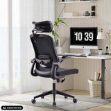 Silla Home Office Vertuflex negra con respaldo de malla y reposacabezas de MyBuero