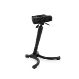 Asiento de pie TOP WORK 33 negro con asiento acolchado y base de tres patas de hjh OFFICE – vista de 360° (vista frontal en diagonal 40°)