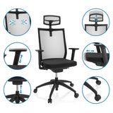 Silla de oficina profesional ASPEN PRO en negro con diversas opciones de ajuste de hjh OFFICE