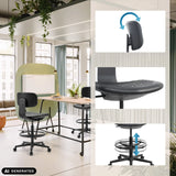 Silla de mostrador TOP WORK B negra con reposapiés y ajuste de altura de hjh OFFICE (imagen generada por IA)