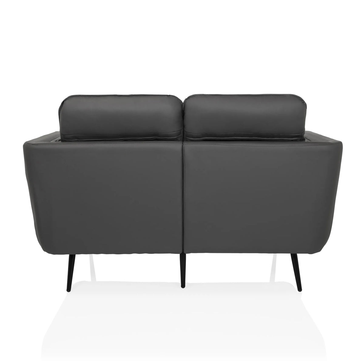 Vista trasera del sofá de diseño VINTALUX gris con patas negras de hjh LIVING