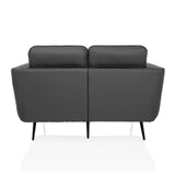 Vista trasera del sofá de diseño VINTALUX gris con patas negras de hjh LIVING