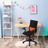 Silla giratoria para niños KIDDY PRO AL en color negro-naranja con reposabrazos y ruedas de hjh OFFICE